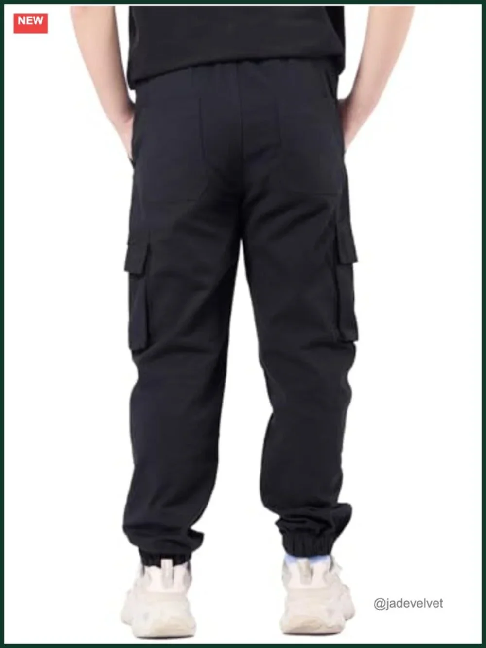 Boys Cargo Joggers Drawstring Jogging Pants Elastic Waist Trousers